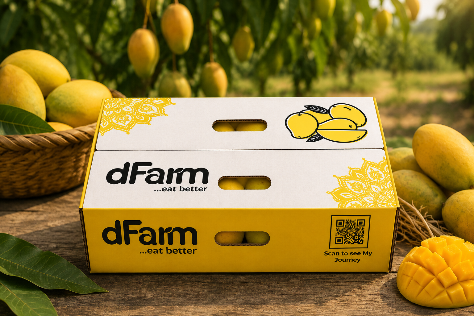 dFarm Mango boxes with QR traceability
