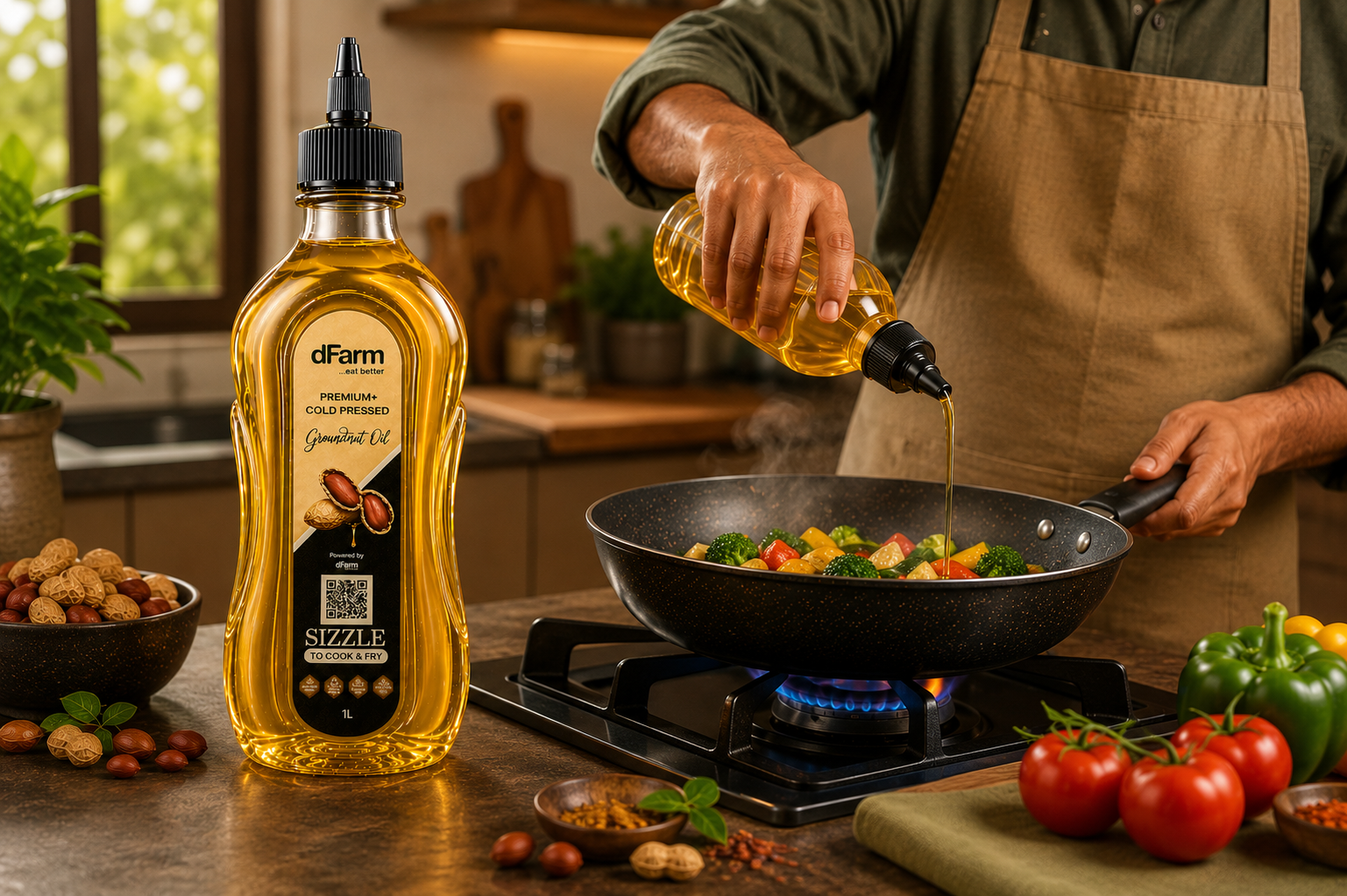 dFarm Premium Cold Pressed Groundnut Oil
